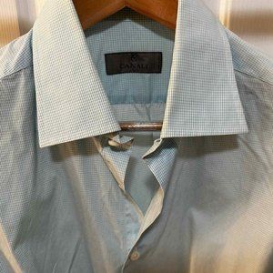 Made in Italy Canali light blue checkered shirt, size 15 3/4 (40) - worn twice